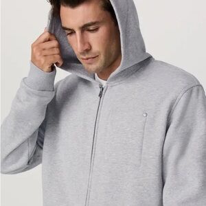 Vuori NWOT “Seaside” Heather Gray Heavyweight Full-Zip Hoodie Organic Cotton S